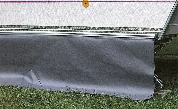 Helmasuoja PVC-pintalla PES kangas 1-6 m harmaa, uranauhakiinnitys, 70 cm korkea - Helmasuojat - 9918560 - 1