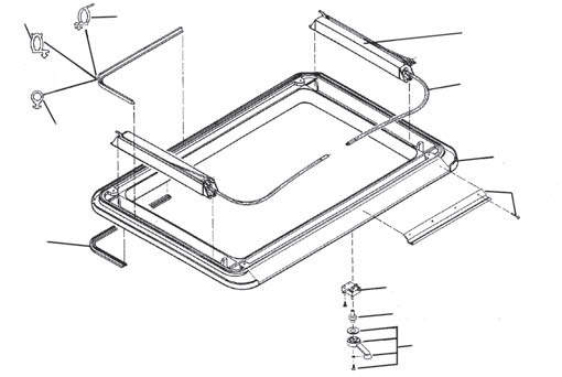 Kattoikkuma HEKI I :n aukaisumekanismi veivillä - Kattoikkunat ( isot ) ja osat - 9957020 - 1