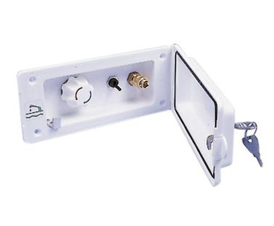 Reich ulkosuihkusarja lukottomalla kotelolla, jossa pikaliitin ja pumpun kytki sekä veden lämmön säätö Valkea Carisma suihkupää ja cromin värinen 2 m suihkuletku pikaliittimellä - Liitos-osat, hanat ja varuusteet - 9972790 - 1