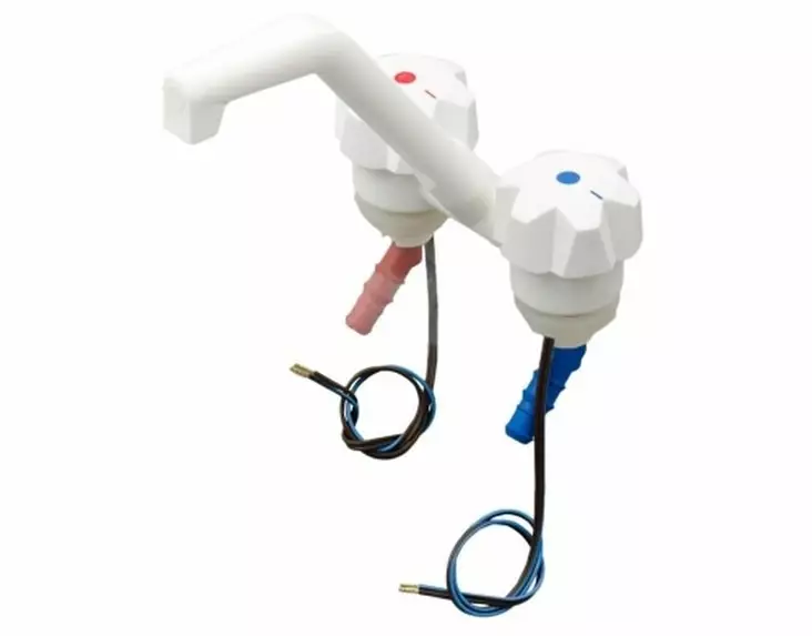 Sekoittaja Reich De Luxe valkea, erilliset kylmä-kuuma hanat microkytkimillä. - Sekoittajat ja varustet - 9970410 - 2