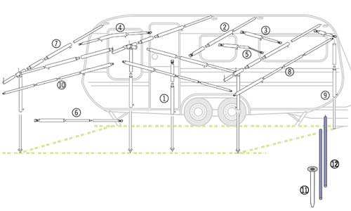 Vaakatuki etetelttan verandaan. 22 mm terästä - Runkoputket - 9912270 - 1