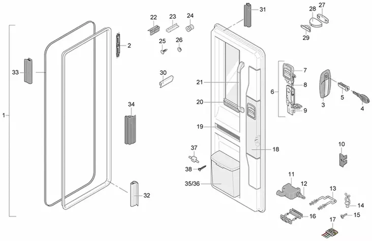 LMC:n ulko-oven lukon ulko-osa vm.2018 - Korin osat. -pellit listat jne. - 2449450 - 1