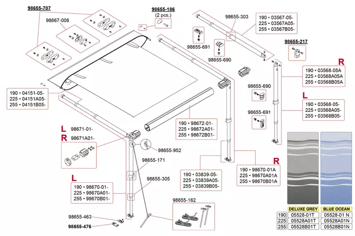 Fiamma Caravanstore 225 De Luxe Grey - Telttojen varaosat ja varusteet - 9910351 - 1