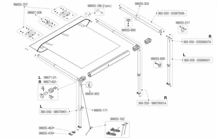 Spannstange mit Stützfuß Caravanstore -  Varaosaluettelo ja muut tuotteet. - 9992441 - 1