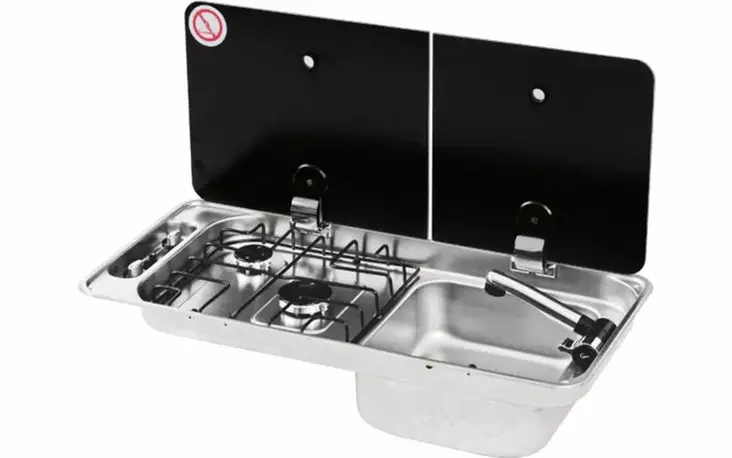 CAN 2-polttimoinen kaasuliesi+pesuallas - Kaasuliedet tiskialtaalla  - 675192 - 1