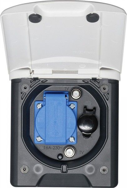 Etuteltta pistorasia 230V/12V/TV/sat/F - Johdot. liittimet, rasiat - 9912713 - 1