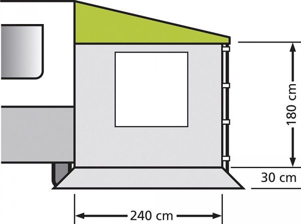 Ikkunallinen sivuseinä etukatoksiin ja markiiseihin ilman putkia 240 x180 cm - Katokset ja osat - 9912473 - 2