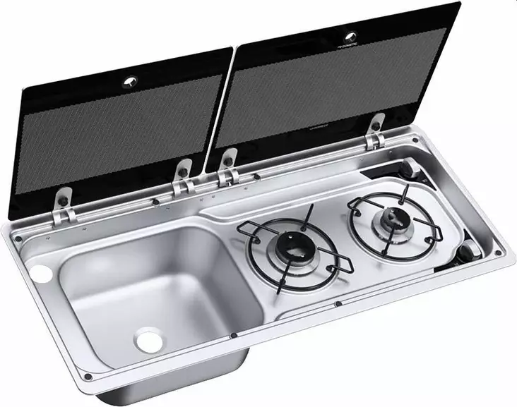 Dometic MO9722L 2-liekkinen liesi +allas - Kaasuliedet tiskialtaalla - 9956944 - 1