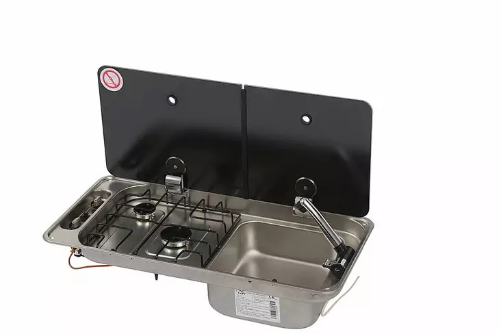 Dometic liesi 2 x 1,9 Kw lasikannella ja - Kaasuliedet tiskialtaalla - 9954564 - 1