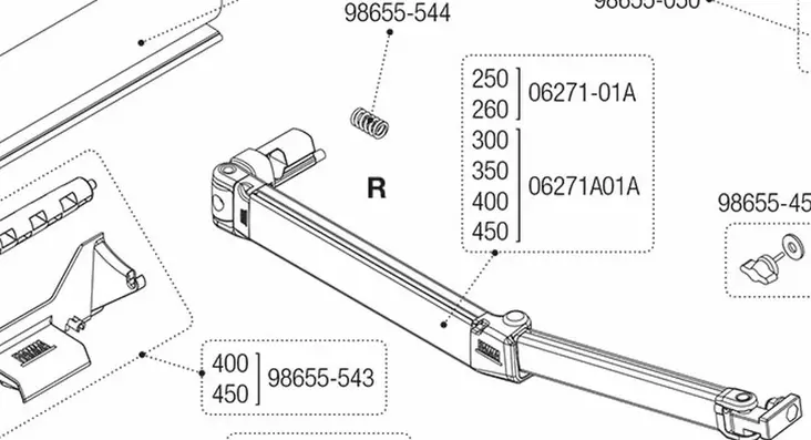 Tukivarsi oikea 350-450 cm - Thule Omnistor osat - 9902604 - 4