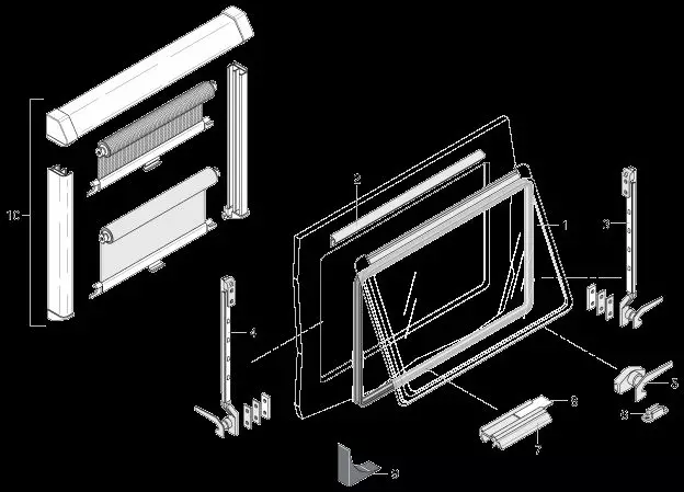 LMC:n 1000x500cm sivuikkuna saranalla - Dometic karmi-ikkunat - 208975 - 1