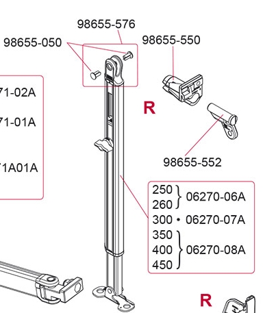 Tukijalan yläpäätykappale Fiamma 98655-576 oikea - Fiamman vara-osat - 9907068 - 1